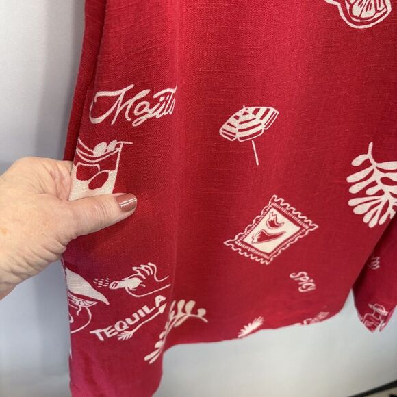 Paper Heart Tequila Mini Spicy Red Linen Blend Dress XS Cocktail Print Pockets - Picture 5 of 12